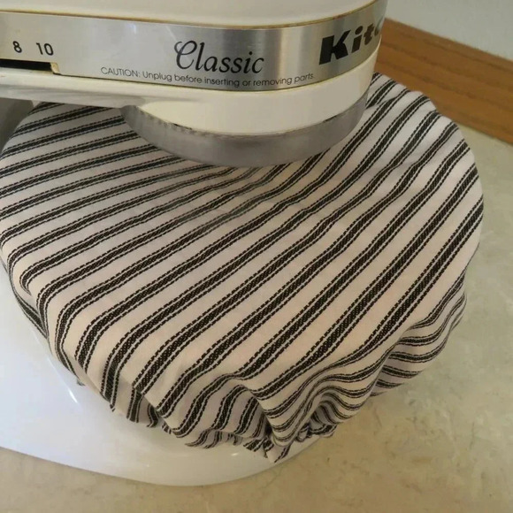 Kitchenaid Bowl Cover Reversible Cows and White and Black Ticking - Picture 4 of 4